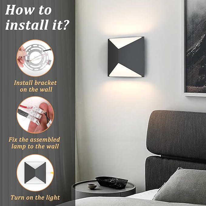 Tipace Black Wall Sconce 2 Packs Hardwired Indoor Modern Wall Lights LED Up and Down Wall Mount Light for Living Room Bedroom Hallway Corridor Conservatory Warm White 3000K(with G9 Bulbs)