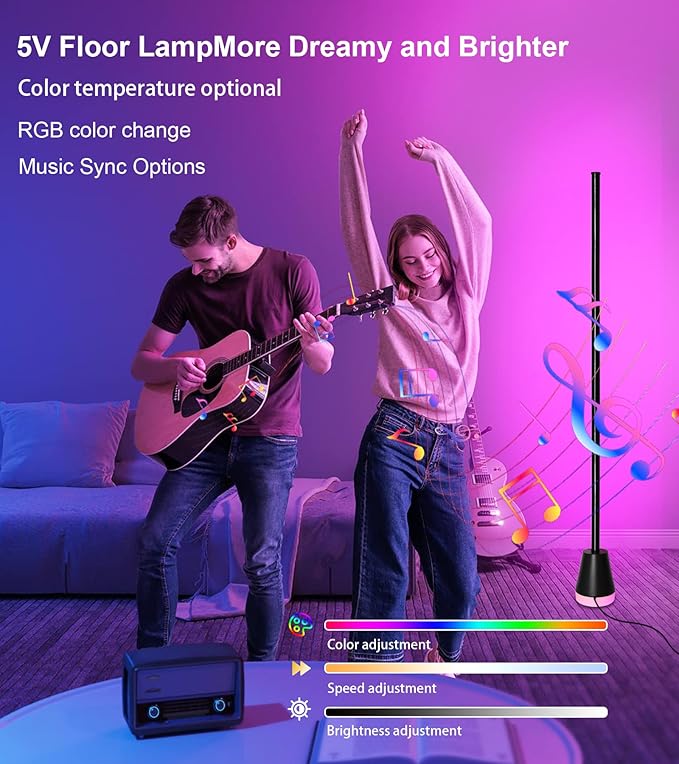 2Pcs Corner Floor Lamp,Smart RGB LED Corner Lamp with App and Remote Control,16 Million Colors & 68+ Scene,Music Sync,Timer Setting,Ideal Standing Lamp for Living Room,Bedrooms,Gaming Rooms