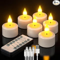PChero 6 Pack Rechargeable Flameless Candles with Remote Timer, Battery Operated Tea Lights Candles, LED Flickering Tealights Candles for Home Wedding Halloween Fall Christmas Decor