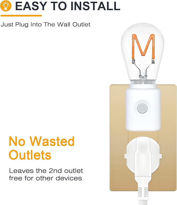 LED Motion Sensor Night Light, Dimmable, Motion Activated Night Light, Night Lights Plug into Wall, M-Type 2200K Warm White, 1Pack