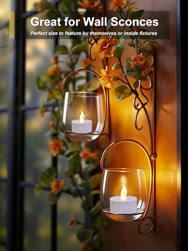 Battery tealights ,24 Pack Realistic and Bright Flickering Last 200 hours Longer Battery Operated Flameless LED Tea Lights candles for Holiday, Weddings, Birthdays,Halloween,Christmas(Warm White)