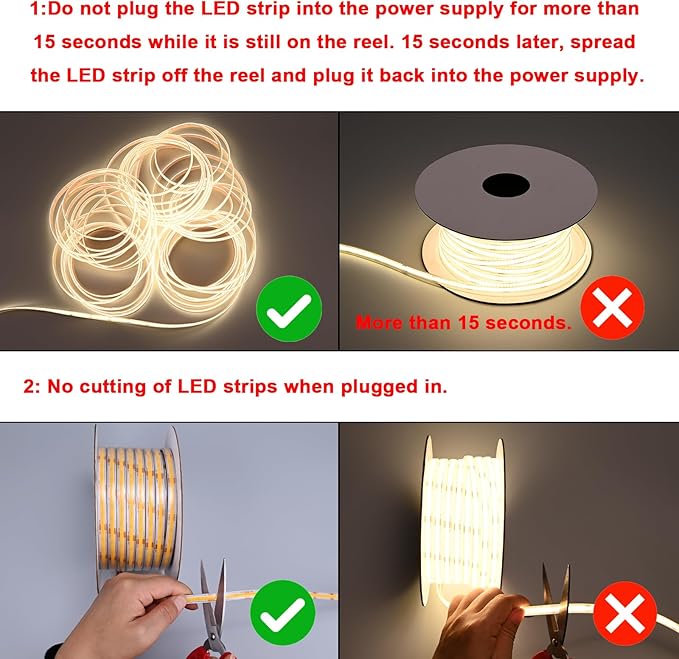 24V COB LED Strip Lights Outdoor Waterproof 65.6FT, 4000K Natural White Dimmable IP67 CRI 93 LED Rope Light with Power Supply for Bedroom Living Room Garden Commercial House