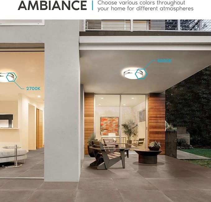 LUXRITE 14 Inch LED Flush Mount Ceiling Light, CCT Color Temperature Selectable 2700K | 3000K | 3500K | 4000K | 5000K, Dimmable Ceiling Light Fixture, 18W, 1440 Lumens, Energy Star, ETL Listed