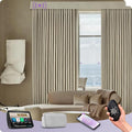 Graywind Rechargeable Smart Curtains Compatible with Alexa App Remote Control Motorized Drape for Sliding Door One-Way or Split Draw, Custom Width Up to 220" (Cloud Series)