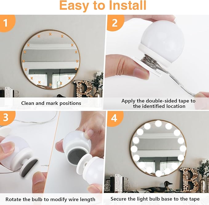 AIBOO Vanity Lights for Mirror, 16 Bulbs Makeup CCT Lighting, Dimmable Brightness & Adjustable Color Temperature, Plug in Stick on for Makeup Dressing Room Bathroom (Mirror Not Included)