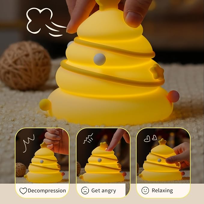 Xmas Tree Night Light, Cute LED Lamp, Silicone Dimmable Nursery Nightlight for Kids, Rechargeable Bedside Touch Lamp, Funny Office Desk Light and Home Decor(Xmas Tree)…