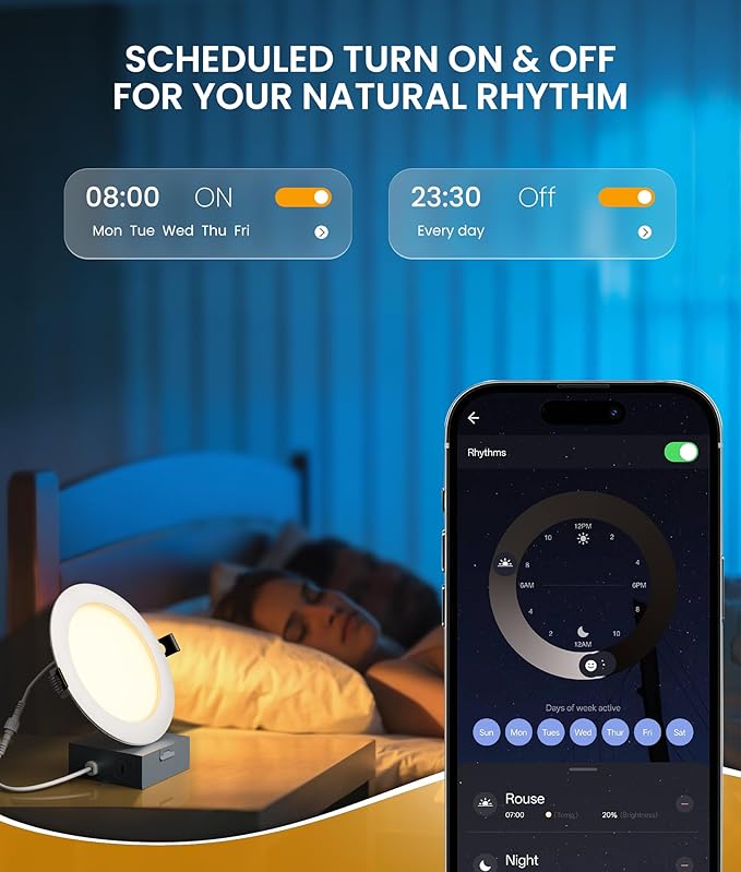 LED Recessed Lighting 6 Inch with App & Voice Control, 1200LM RGBCW Smart Ceiling Light Compatible with Alexa & Google, Dimmable Canless Recessed Light with Timer Music Sync, 12 Pack