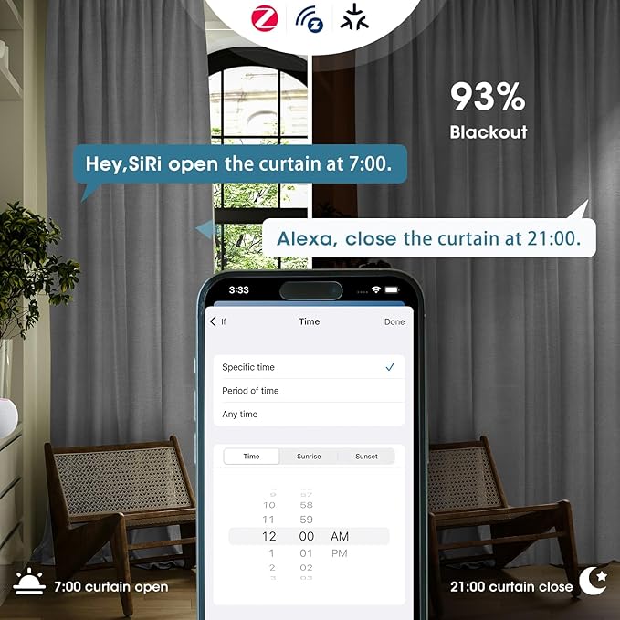 SmartWings Automatic Curtain Opener with Drapery, Motorized Vertical Blinds with Remote, Electric Closet Doors Sliding Panels Compatible with Alexa Google Homekit, 93% Blackout Dark Grey