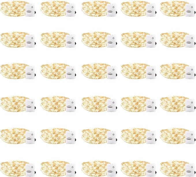 DomeStar 30Pack Fairy Lights Battery Operated, 7Ft 20 LED Waterproof String Lights Wire Firefly Starry Moon Light for DIY Mason Jars Party Centerpiece Table Valentine's Day Decorations Tree Ornament