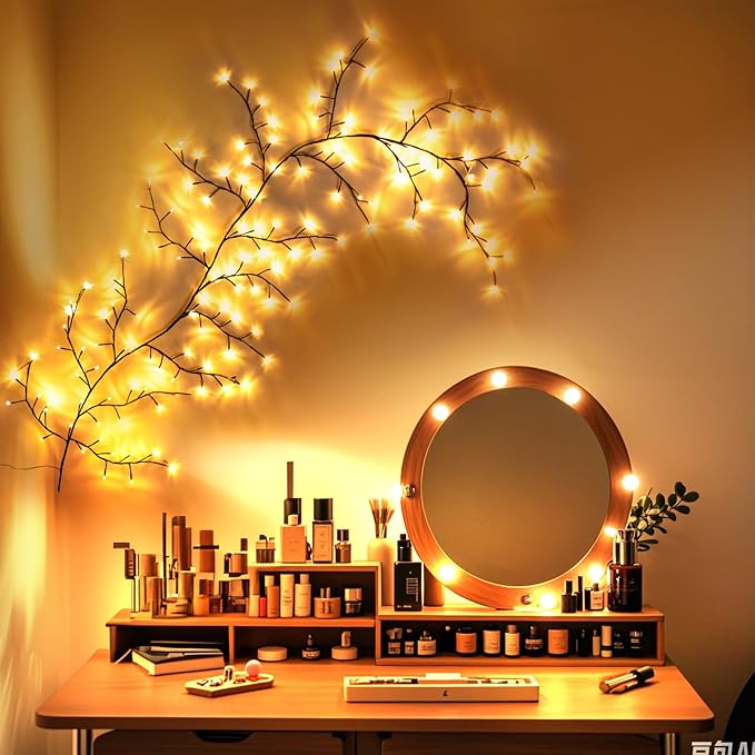 Enchanted Willow Vine Lights with Remote, Christmas Branch Lights with 144 LED for Indoor Outdoor, Artificial Plants Tree Swags Decorations for Walls Bedroom Home Decor (1pc)