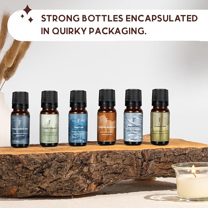 Folkulture Woody Essential Oils Set for Diffuser | New Year Nature-Inspired Aromatherapy for Relaxation, Grounding | 6 Earthy & Woody Scents - Palo Santo, Sandalwood, Pine & Cedar, Euclyptus