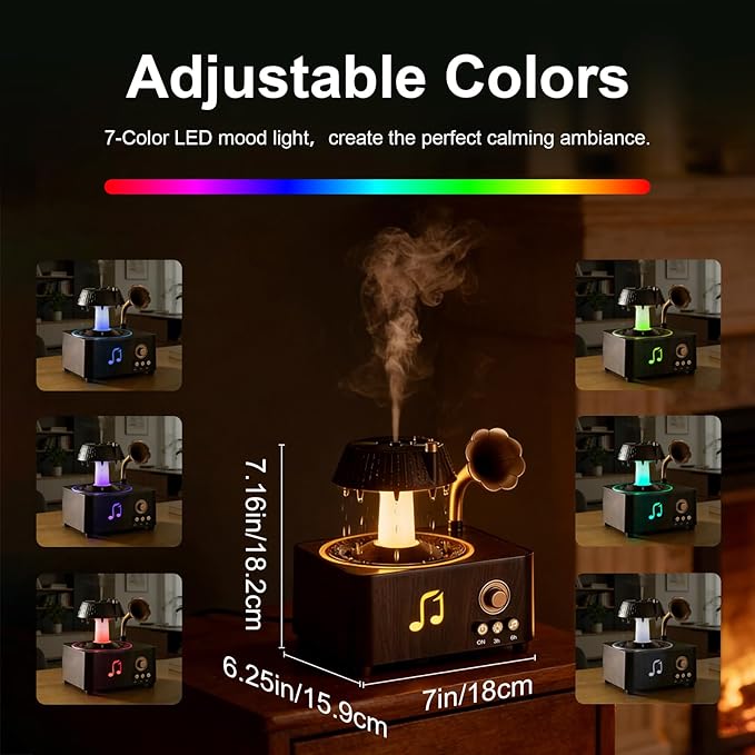 Morbou Raindrop Aroma Diffuser Room Humidifier with White Noise, 7-Color Air Mist Essential Oil Diffuser Sleep Sounds Aroma Rain Drop, with Remote Control Extra 2 Essential Oils