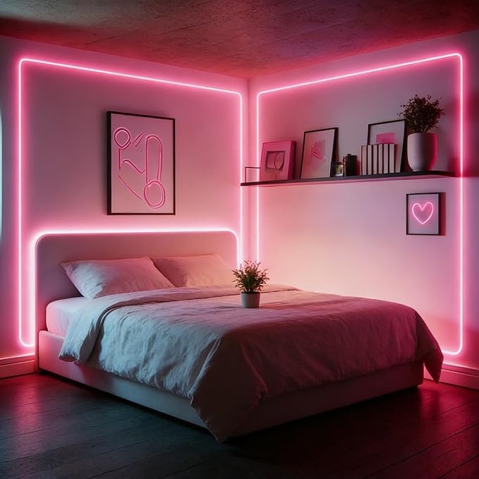5V USB LED Strip Lights, 3.28FT COB Light Strip Pink, Short LED Strip Light, Flexible Bright 5V Led Strip for Under Cabinet, Kitchen, TV Backlight, Shelves, Displays and TV Lights
