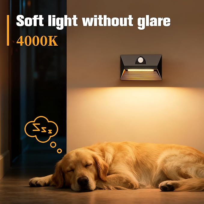 VOLISUN Motion Sensor Stair Light Rechargeable 8 Pack, Night Lights 3 Modes & 3 Color Temperatures, Magnetic Rechargeable Stick-On Lights for Stairs, Hallway, Cabinet(Black)