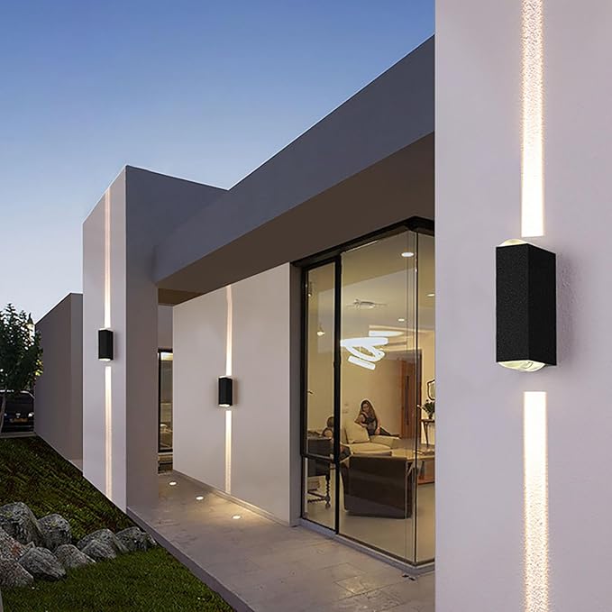 2PCS Outdoor Wall Lights, LED Up Down Exterior Lighting Fixtures, IP65 Waterproof Outdoor Light Fixture, 85-265V 20W 3000k Aluminum Porch Light, Modern Patio Wall Light Fixture Black