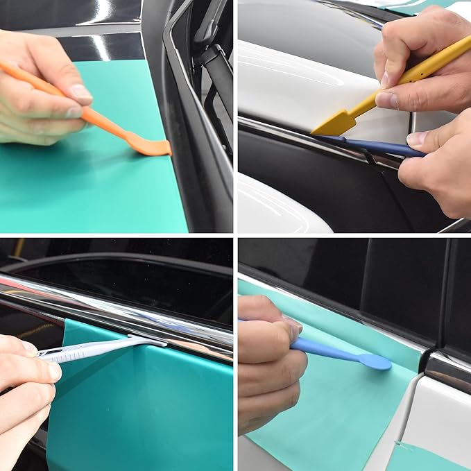 Zanch Car Wrapping Flexible Micro Squeegee/Curves Slot Tint Tool,Complete Tools for Automotive Vinyl Wrap Film Installation - Specialized 13pcs Vinyl Wrap Squeegee Set