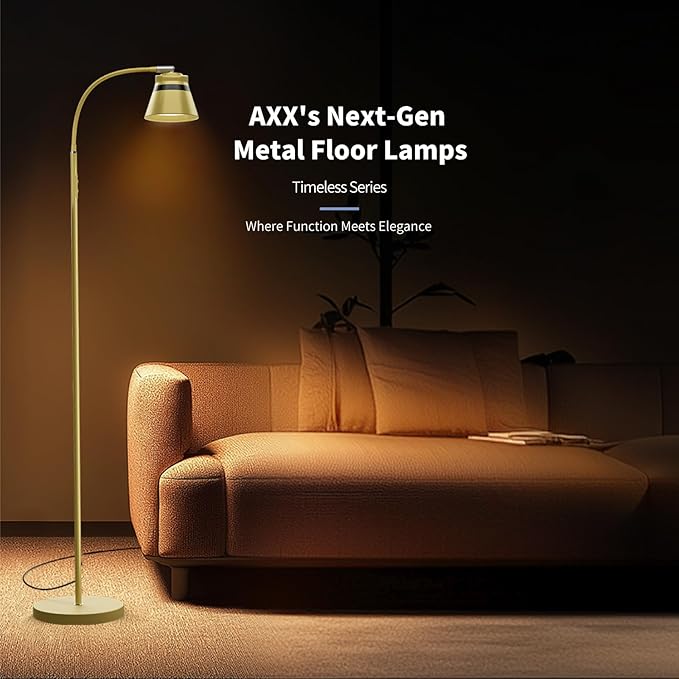 AXX Gold Floor Lamp, 60-Inch Standing Reading Light for Office/Bedroom/Living Room, LED Bulb Included