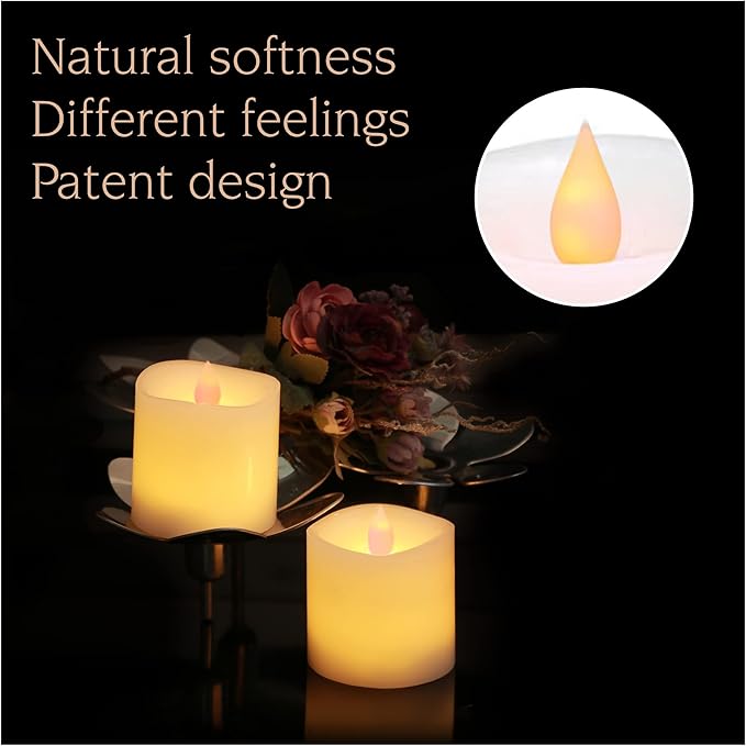 3x3 Flickering Flameless Candles Set of 2,3 inch Real Wax LED 600 Hours Battery Candles with Timer Remote,Control for Wedding Party Indoor,Ivory