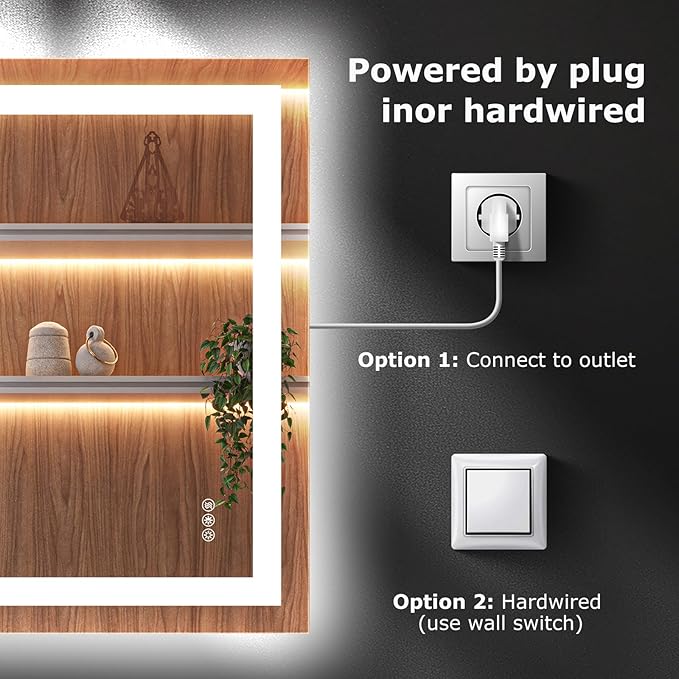 28X32 LED Bathroom Mirror with Lights, Anti-Fog, Dimmable, Backlit + Front Lit, Smart Bathroom Vanity Mirror, Memory Function, Shatterproof, Tempered Glass (Horizontal/Vertical)