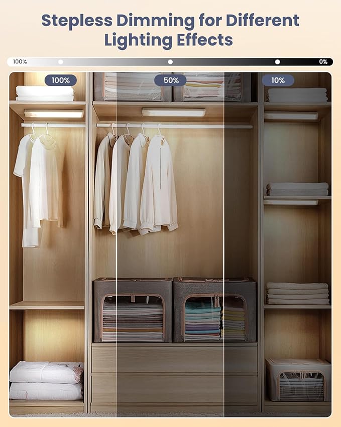 Pak 8 Inch Under Counter Cabinet Lighting, 41 LED Battery Operated Motion Sensor Light, Dimmable Closet Lights, USB Rechargeable, Wireless Magnetic Under Counter Light for Kitchen, Bathroom, 2 Packs