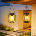 Outdoor Solar Lanterns, Waterproof Vintage Metal Hanging Lights with Warm White LED, Auto On/Off, Brighter Decorative Lanterns for Garden Patio Yard Porch, Gifts for Women Mom, 2 Pack