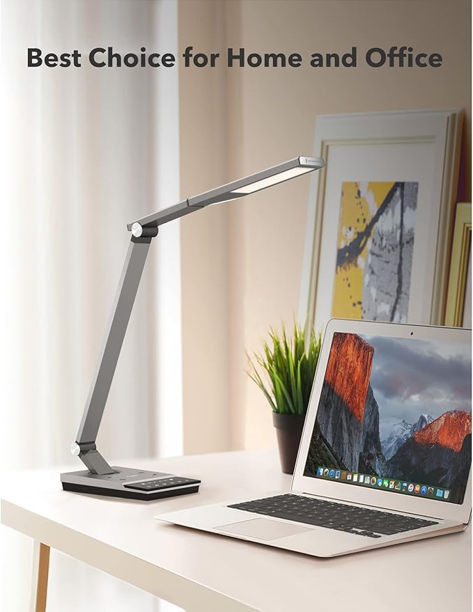WorkPro™ LED USB Desk Lamp with Wireless Charger and Timer, 17-1/2"H, Brushed Metal/Gray