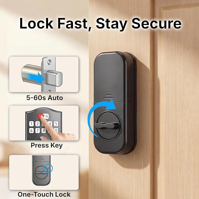 WiFi Smart Lock, Fingerprint Keyless Entry Door Lock, Built-in Wi-Fi Keypad Deadbolt for Front Door, Easy Installation, App Remote Control, Auto Lock