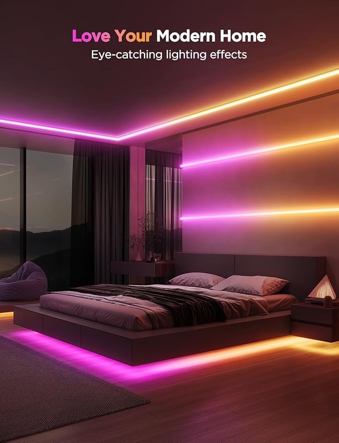 Govee RGBIC LED Strip Lights 3.28ft Extension with Covers, LED Diffuser Channel with LED Lights for Bedroom, Skirting Lines, Studio, Cabinet, Smart LED Lights Work with Alexa and Google Assistant