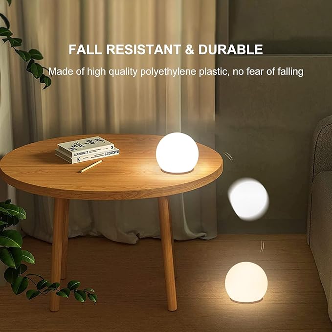 8-in LED Glowing Ball Light for Kid, 16 RGB Color Changing Globe Orb Night Light Mood Lamp w/Remote, Rechargeable Light Up Ball Dimmable Sphere Bedside Lamp, Great for Bedroom Garden Patio Party Decor