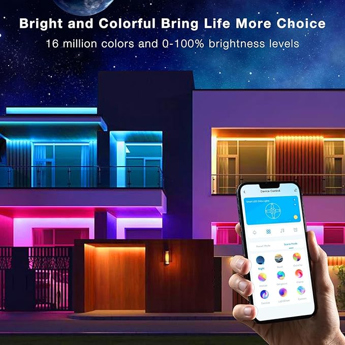 DAYBETTER 100ft Outdoor LED Strip Lights, Waterproof, IP67 Outdoor LED Lights with Remote, Bluetooth APP Control, Color Changing LED Rope Lights for Bedroom, Bathroom, Roof, Balcony, Pool