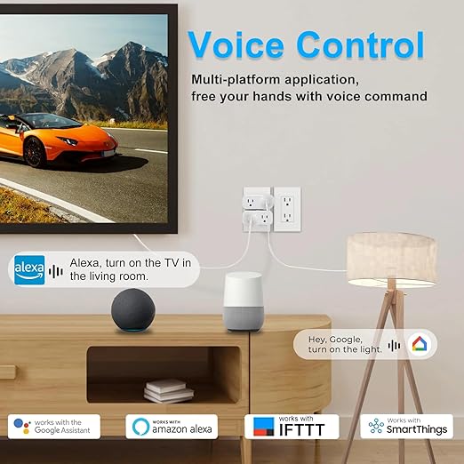 Ewelink 16A WiFi Dual Smart Outlet Plug with 2 Independent Control Sockets, App Control Timer Switch, 2-in-1 Compact Design, Compatible with Alexa,Google, SmartThings