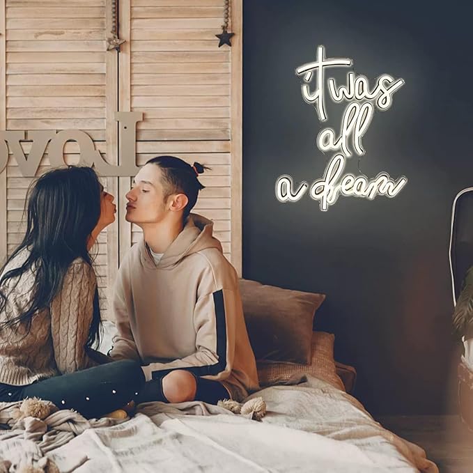 It was All a Dream Neon Signs Pink Led Sign Wedding Neon Lights for Wall Decor USB Powered Switch Dimmable Led Neon Sign for Wedding Decoration Birthday Party Girls Bedroom