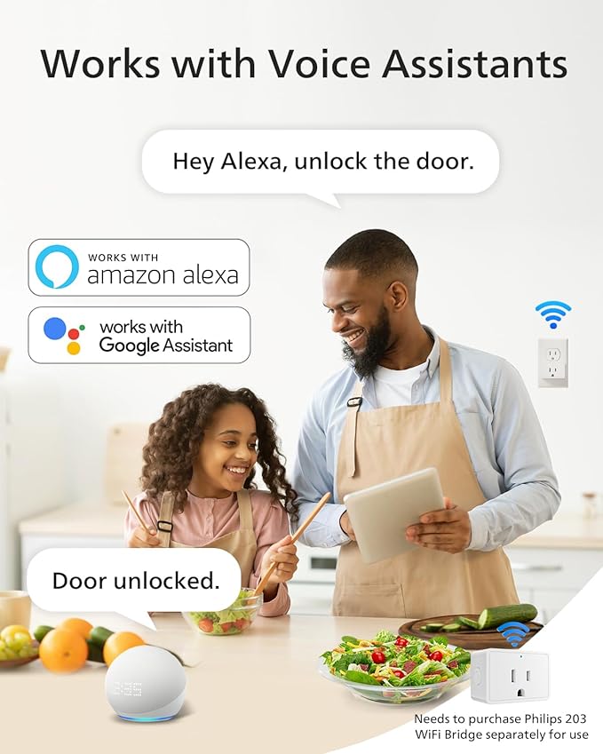 Philips Smart Lock with Handles, Keyless Entry Door Lock Set, Keypad Door Lock with 2 Level Handles, Digital Keypad Deadbolt for Front Door, App Fingerprint PIN Code Unlocking, Auto Locking