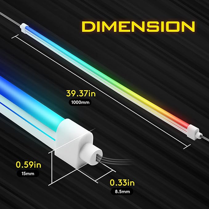 EZDIY-FAB Premium Addressable LED Strip Kit for PC 5V ARGB Motherboard Sync,Upgraded with 3-Kinds Mounting Clips-1X 1M/39.3in Smooth Lighting Strip