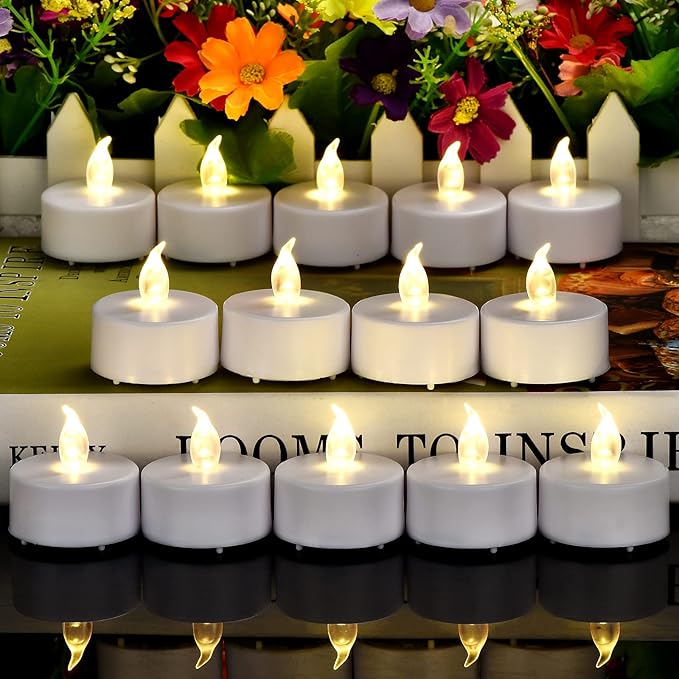 Flameless Tea Lights Candles, LED Battery Operated Electric Votive Fake Candles Realistic Flickering and 200+ Hours Long Lasting Bright for Celebrations Festivals (100 Pack, White)