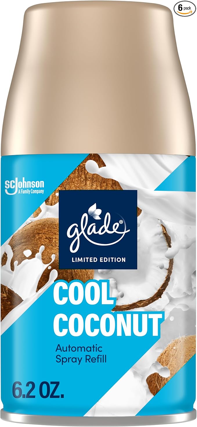 Glade Automatic Spray Refill, Cool Coconut, Scented Air Freshener for Home and Bathroom, 6.2 Oz