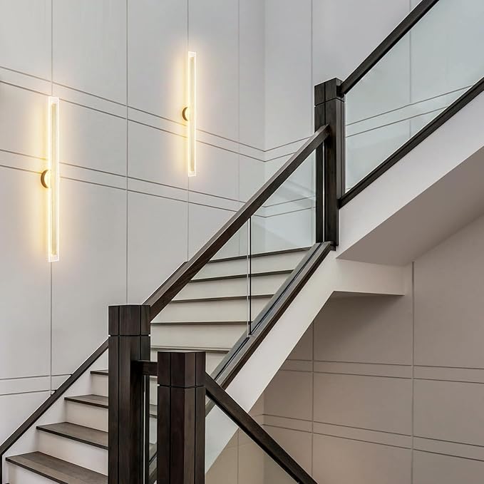 Modern Wall Sconces 31.5In Gold Wall Light Fixtures 3000K Dimmable LED Sconce Lighting Indoor Hardwired Wall Lamps for Living Room Bedroom Hallway Stairs