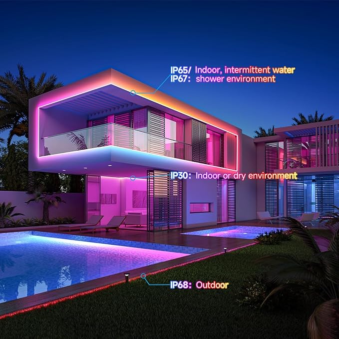 BTF-LIGHTING UL Listed WS2811 IC=RGB+IC Addressable Color RGB LED Strip,16.4FT 30LED/m 10Pixels/m,IP65 White PCB Flexible DC12V Chasing Effect for Indoor Home Decor,3M Tape(No Adapter or Controller)