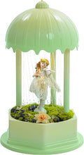 Forest Series Flower Fairy Oil Rain Lamp - Gradient Green Fairycore Decor, Resin Statue with Yarn-Knitting Craft, Sensory Mood Light & Aroma Diffuser (Complete Set)