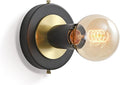 BRIGHTTIA Luna Uno 1-Light Wall Sconce - Mid Century Industrial Modern Flush Mount Fixture for Wall & Ceiling - Minimalist Lamp for Bathroom and Small Spaces - Black & Gold (BC0026-1BG)