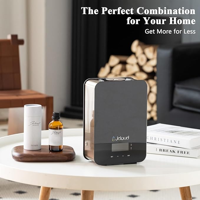 JCLOUD Upgrade Scent Air Machine for Home, HVAC Scent Diffuser Cover Up to 2000 Sq. Ft, Black with Royal Serenity Essential Oil - Inspired by Luxury Hotel Scent 100ML