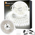 CT CAPETRONIX White LED Strip Light, 16.4 Feet 24 Volt LED Light Strip White, 6000K-6500K Daylight Super Bright LED Tape Light for Bedroom, Kitchen, Closet, Cabinet, Mirror, Indoor（Dimmer Included）