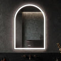 Sweetcrispy 20"×28" LED Bathroom Mirror with Lights, Arched Vanity Mirror with Anti-Fog, Dimmable, 3-Color Light, Memory Function, Tempered Glass