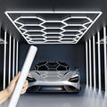 Updated Bigger Size 14 Grid Hexagon Garage LED Lights with Widen 1.33IN Illuminated Surface, 108000LM Led Lights System for Garage, Basement,Warehouse(White Edge) Patent No.US0D1109406S