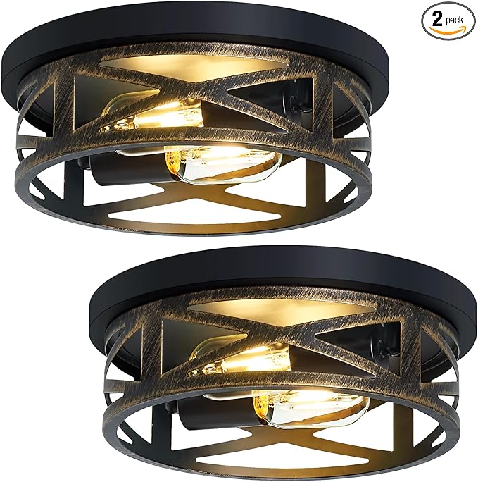 ZHU YAN Farmhouse Light Fixtures,2 Pack Flush Mount Ceiling Light,Light Fixtures Ceiling Mount for Hallway Kitchen Entryway Bedroom E26 Base