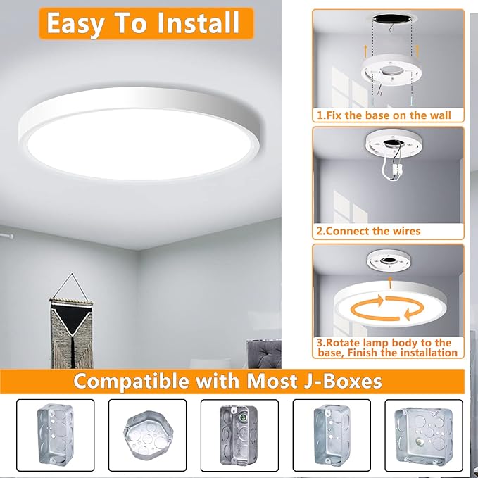 4 Pack LED Flush Mount Ceiling Light Fixture, 9inch LED Ceiling Light White, 18W 5000K Low Profile Slim Flat Surface Mount Ceiling Lights for Kitchen Hallway Laundry Stairwell Basement Closet