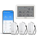 eMylo WiFi Hygrometer Thermometer 4 Pack, Smart Digital Indoor Temperature Humidity Monitor 426Ft Rang with 3 IP65 Wireless Sensors Outdoor Kit, App Alerts, Free Data Storage Export, Works with Alexa