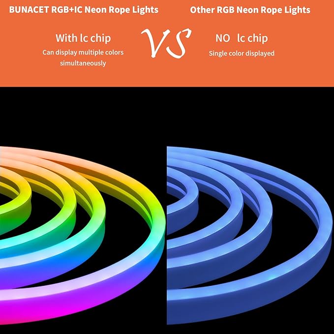 26FT LED Neon RGBIC Lights, LED Lights with RF Remote & APP Control, Flexible IP67 Waterproof Outdoor, Music Sync, DIY Design, 24V LED Strip Lights for Gaming Livingroom Wall Christmas Decor