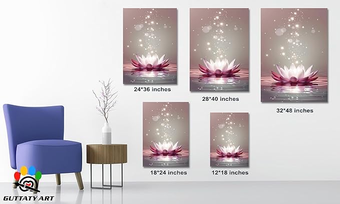 Zen Canvas Wall Art, White Lotus Flower Bloom in Water Wall Poster, Lotus Flower Canvas Art Print, Calm Relax Picture, Modern Framed Spiritual Home Artwork for Bathroom Spa Yoga Decor 28x40 inch