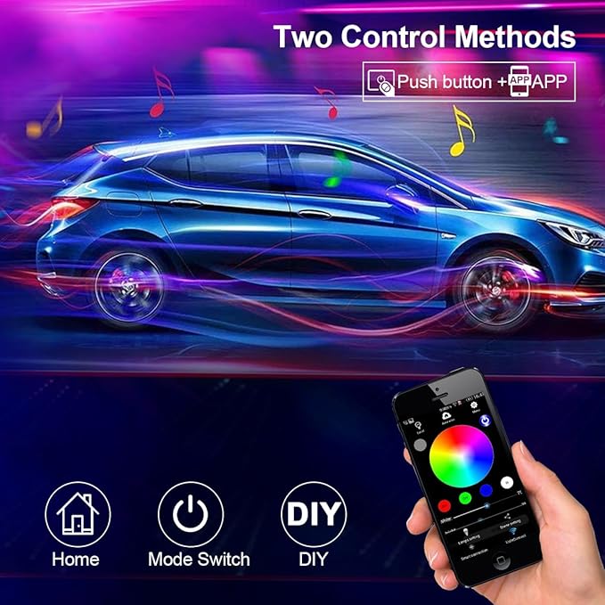 Dreamcolor Acrylic Interior Car Light with Wireless APP, RGB 18 in 1 Car Ambient Lighting Kits with 175 inches 600 LEDs, 16 Million Colors Sound Activated Car Neon Lights